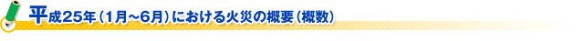 平成２５年（１月～６月）における火災の概要（概数）